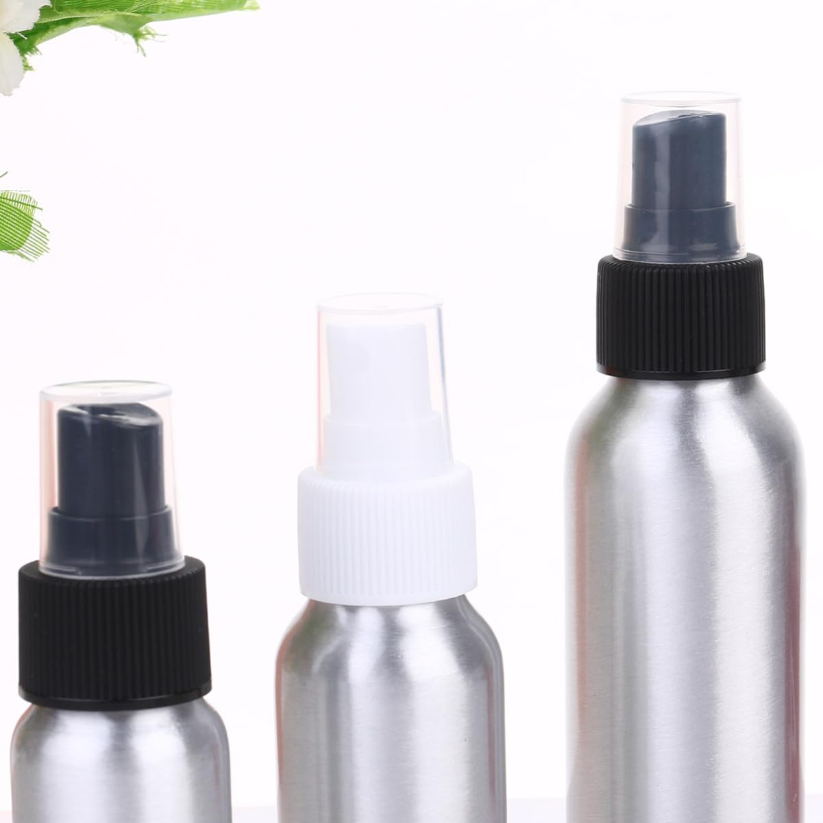Bottiglia Spray Ricaricabile in Alluminio Nero 30/50/100ml, 3 Pezzi