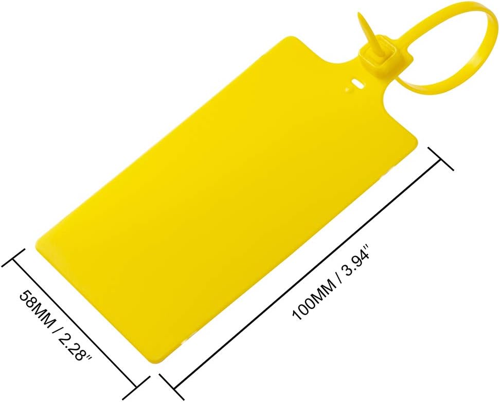 200Pcs Plastic Seals Shipping Label Tags, Writable Marker Big Sign Tie for Logistics, 255mm Total Length Self Locking Inventory Waterproof Tag Fastener (Yellow) : Office Products