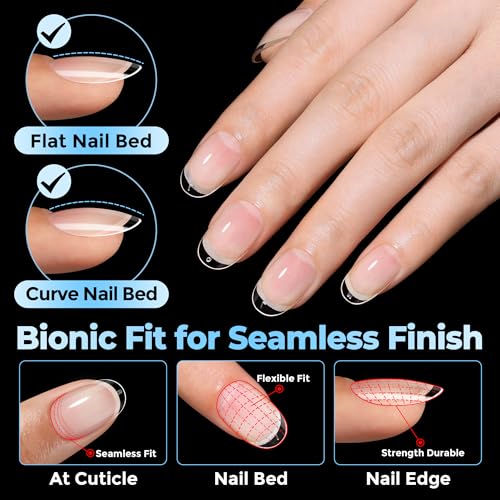 Image of UNA GELLA Short Oval Nail Tips Soft Gel Pre-Etch Full Cover Nail Extensions