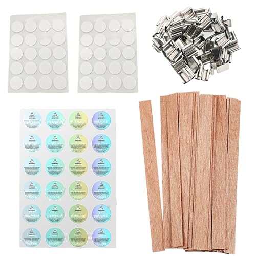 Pack de 50 mechas de madera para velas con base metálica