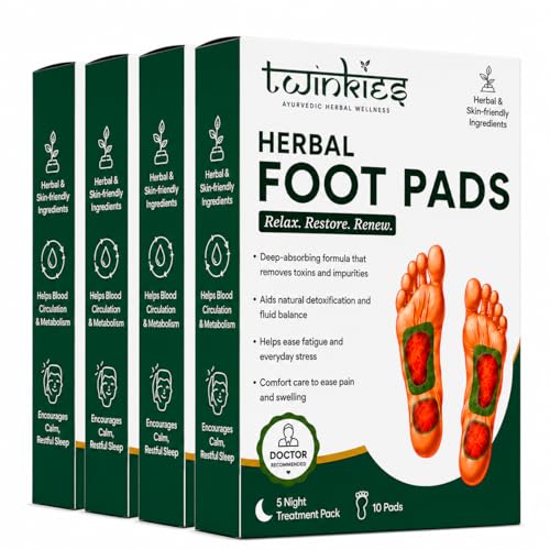 Twinkies Herbal Foot Pads for Night Use Natural Adhesive Detox Foot Patch Pads with Gentle Plant Based Ingredients Comfortable Sleep Support Foot Care Pads 10 * 4 (Pack of 4)