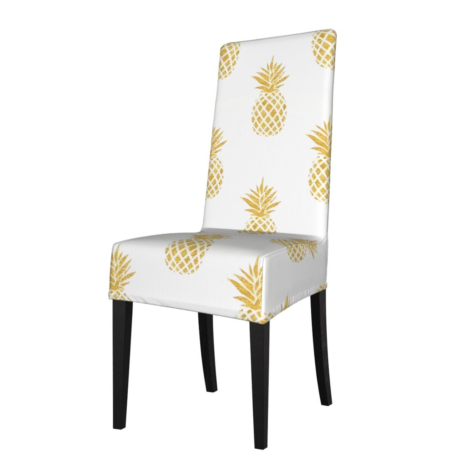 WHJDPP gold pineapple background Prints Protection Cover for Dining Chair - Stretchy Seat Throw Covers, Wrinkle-Free & Easy Care for Hotel, Wedding & Home Dining Chairs