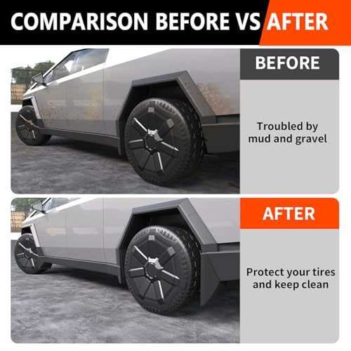 Image of powoq Mud Flaps Compatible with 2023 2024 2025 Tesla Cybertruck Splash Guards 4PCS Mudguard Replacement for 2023 2024 2025 Tesla Cybertruck Accessories
