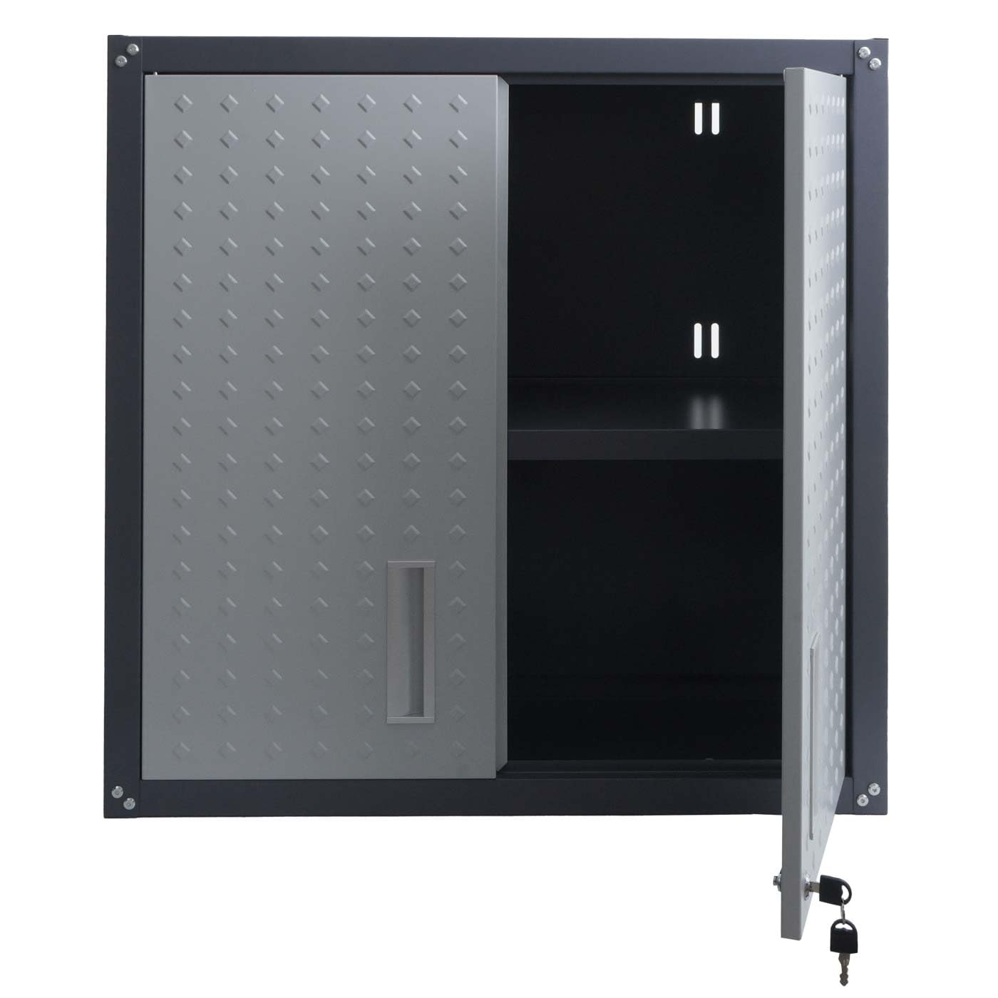 Mendler Armadio pensile HWC-O52, armadietto a muro, garage, con serratura, in acciaio 77x77x31cm - grigio chiaro/grigio scuro