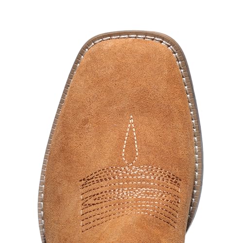 Image of IUV Suede Chelsea Cowboy Boots for Men Western Ankle Boots Casual Dress | Genuine suede Chelsea-Western boots, elastic panels, saddle stitching, versatile brown, slip-on