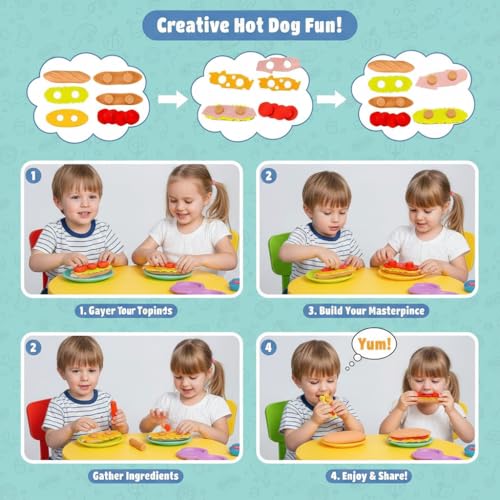 Image of PLUSPOINT Pretend Play Big Burger Fast Food Set, 10pc Play Food for Kids with Take Apart Hot Dog Plastic Toys Food, Play Kitchen Accessories Role Play Toys Birthday Gift for Kids Toddler Boys Girls