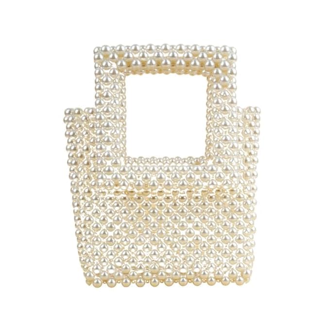 RANA HANDICRAFT Luxury White Pearl Purses Shoulder Bag for Women Pearl Bag Beaded Clutch Evening Bag Ladies, Girls, Mini Fashion Handbag forClutch Evening Hand Bag for Women & Girls - Image 8