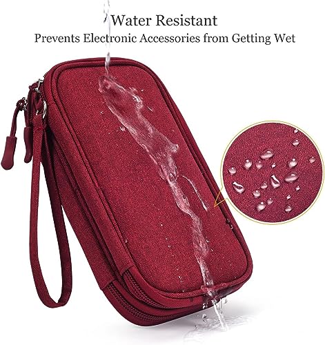 Image of CAOODKDK Electronics Accessories Organizer Pouch Bag, Travel Universal Organizer for Cable, Charger, Phone, SD Card, Business Travel Gadget Bag (Wine Red)