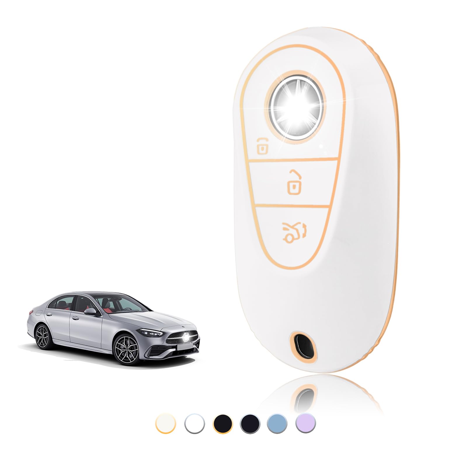 TOOMUME Schlüsselhülle TPU, Autoschlüssel Hülle Passt für Mercedes Benz C/E/G/S Klasse W223 W206 S300 S350 S400 S450 S350L S400L S450L S500L Maybach, Schlüsselcover Schutz Schlüsselgehäuse - Smart Key
