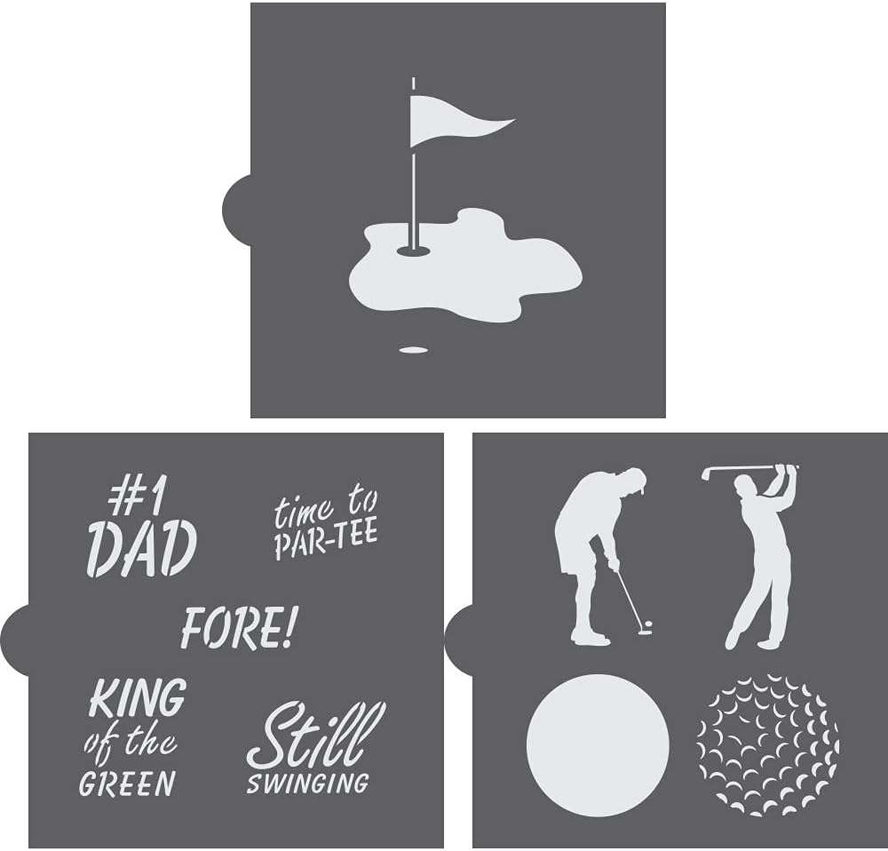 Golf Dad | Father's Day | 3 Stencil Sheet Value Bundle | for Cookies, Cupcakes, Cards, Paper, Fabric