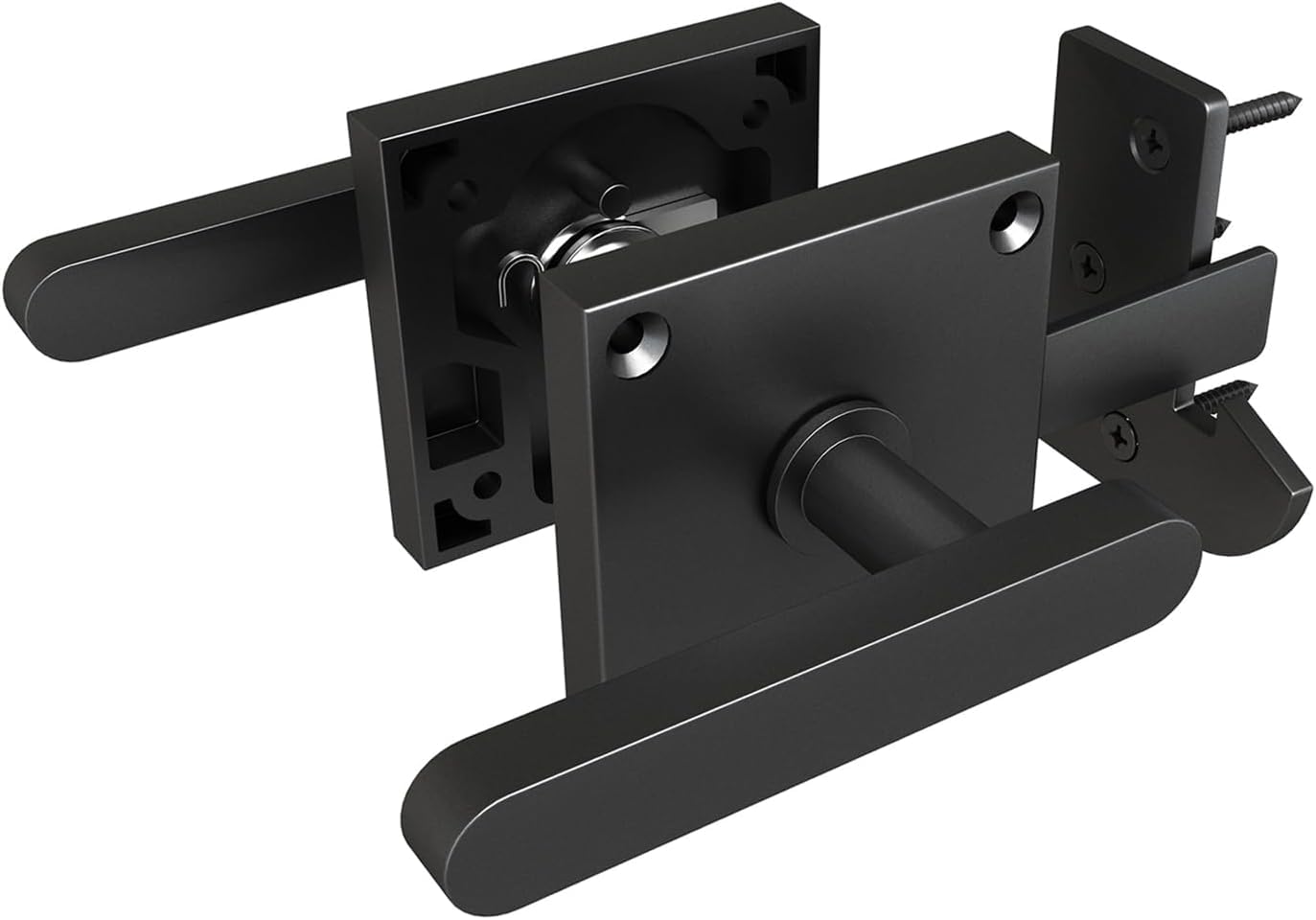 Double Sided Gate Latch for Wooden Fence, Heavy Duty Aluminum Swinging Door Latch, Black Coated, Double-Sided Handle, Garden Gate Hardware for Yard, Shed, Outdoor Fence, Wooden Gates, Shed Doors