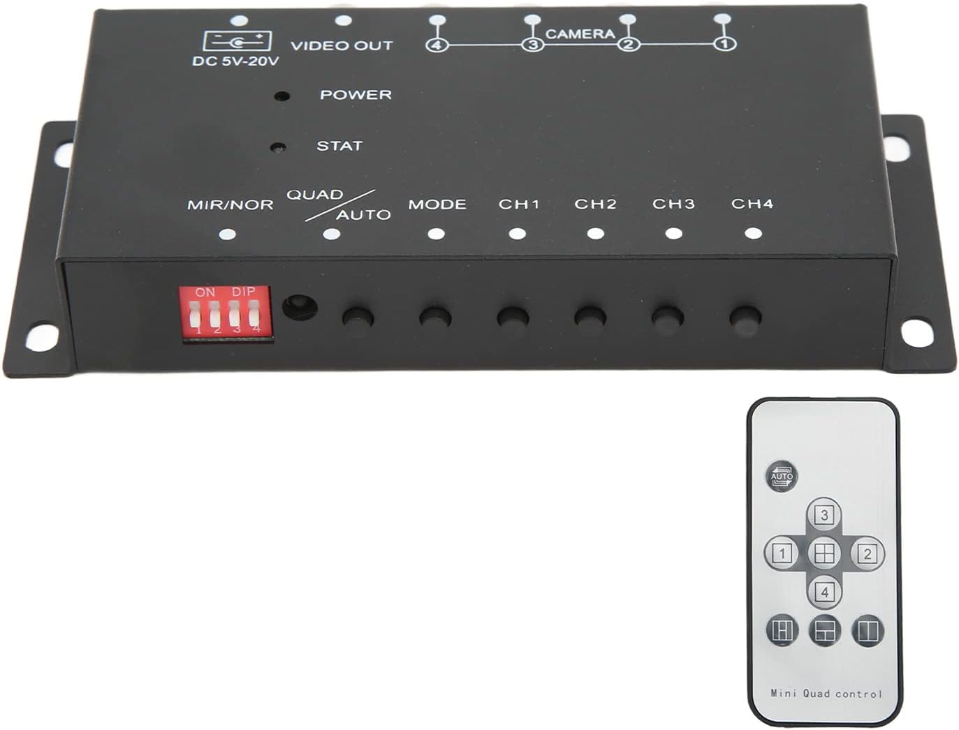 Asixxsix 4 CH Mobile Vehicle Car DVR Splitter, 720P MDVR Video Recorder Splitter Kit Remote Control Mobile Digital Recorder Splitter for RV Boat Bus Yachts Truck, Multiple Protection