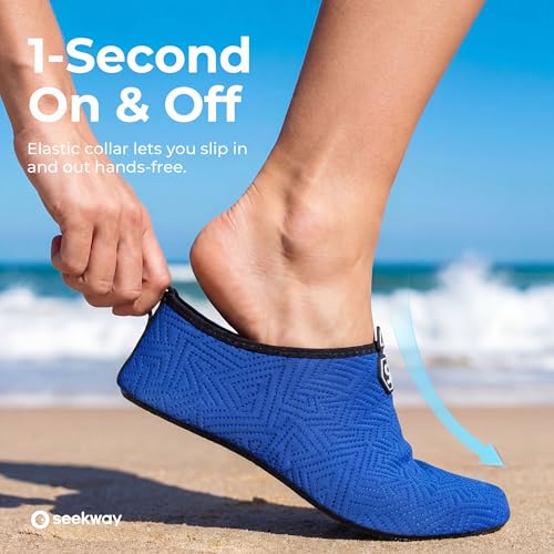 Image of SEEKWAY Water Shoes Quick-Dry Aqua Socks Barefoot Slip-on for Beach Pool Swim River Yoga Lake Surf Women Men Black SK001