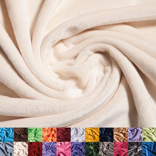 Ice Fabrics Solid Minky Fabric by The Yard - Soft Smooth and Luxury 58/60 Extra Wide Ivory Minky Fabric for Blankets Apparel Baby Accessories Throws Pillows & More - Ivory - 1 Yard