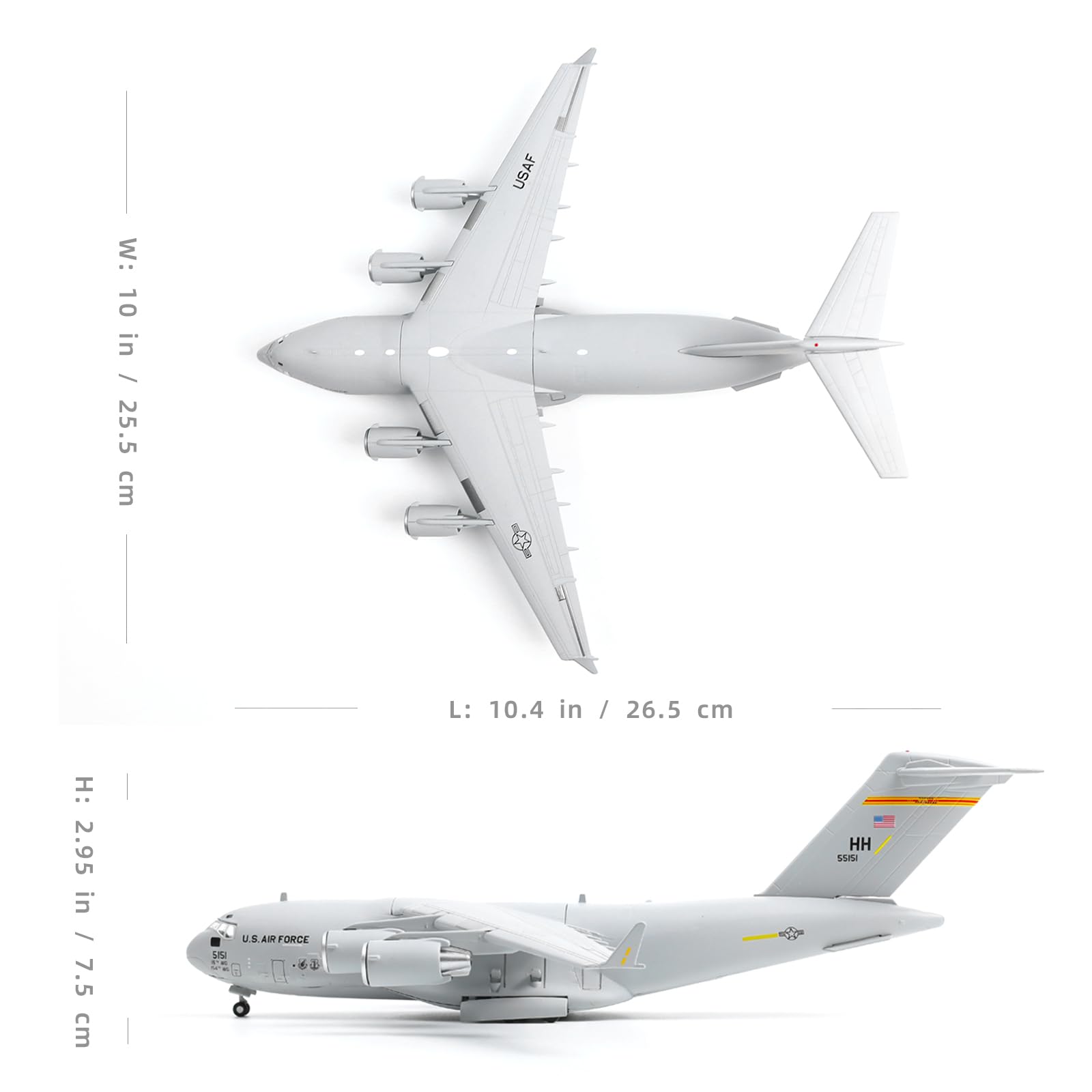 NUOTIE 1/200 C-17 Globemaster? Diecast Airplane Model Kits with Stand Harbor-Hickam AFB Transport Metal Airplane Model Pre-Build Military Aircraft (154th WG)