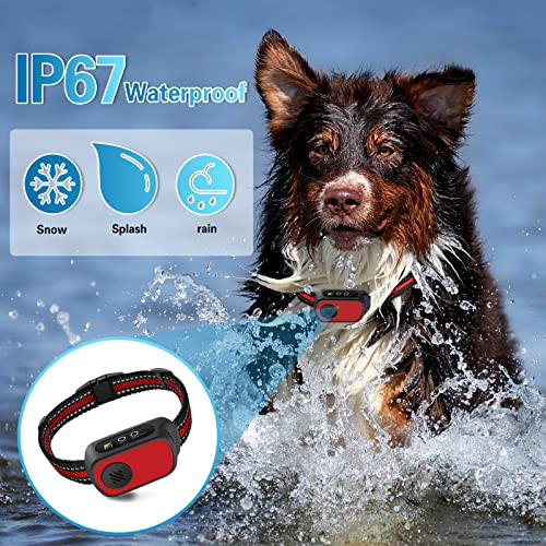 Rechargeable Dog Bark Collar with Beep Vibration and Shock,Anti Barking Collar for Small Medium Large Dogs, Humane Dog Training Device with 5 Adjustable Sensitivity Levels (Red) - Thumbnail 6