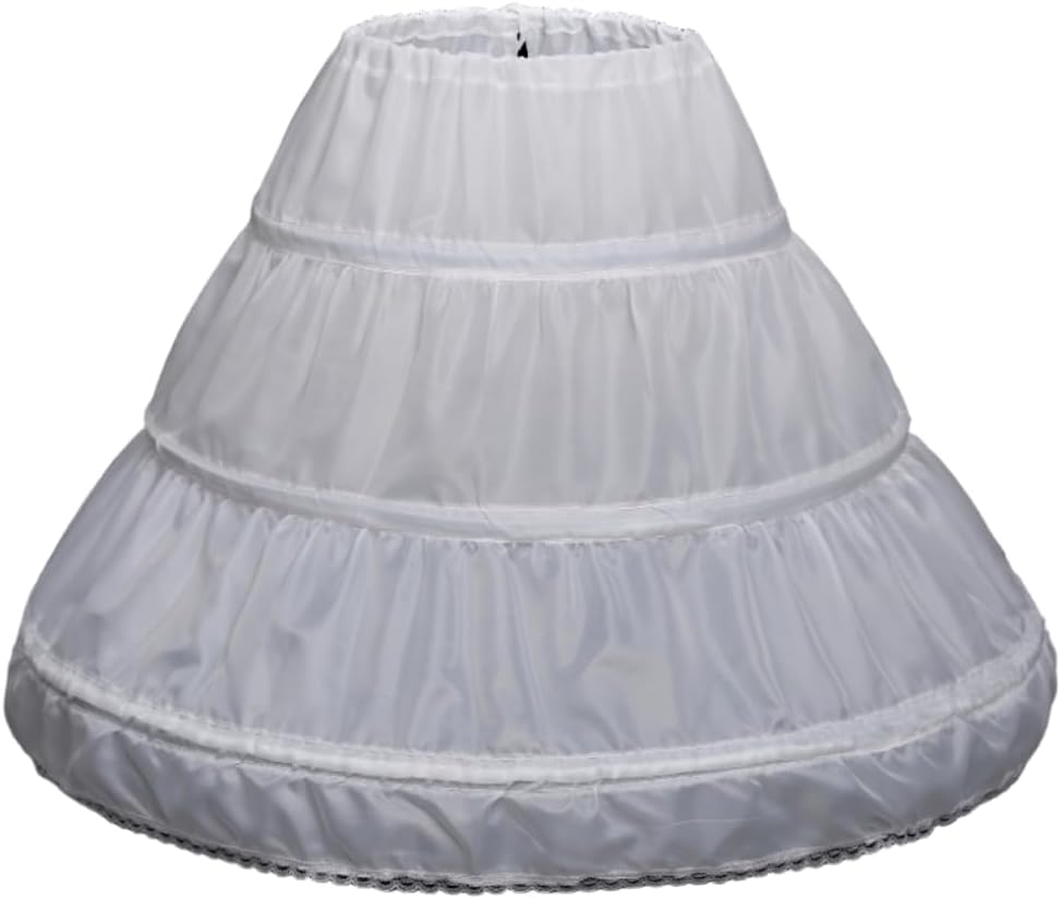 Girls' 3 Hoops Petticoat A-line Full Slip Flower Crinoline Underskirt.