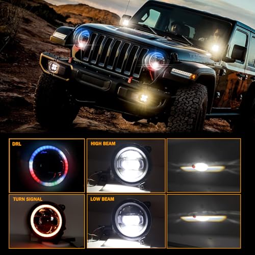Yeego Direct YG-US-QPJL12002RGB-2 9 Inch Led Headlights For Wrangler Headlights, Jl Jt Halo Rgb Headlights thumb #1