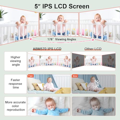AnKeKe 5-Inch No-Wi-Fi Baby Monitor with 355° PTZ & 100-Hour Battery — view 5