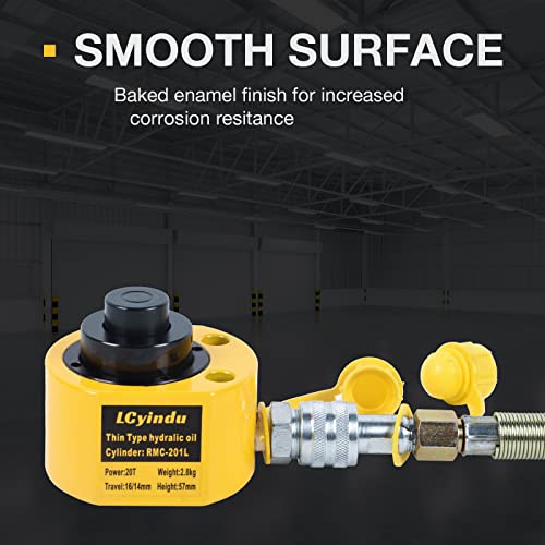 Image of 20T Hydraulic Cylinder Jack Ram 1.06 inch Stroke Solid Single Acting Multi-Section Stroke Hydraulic Ram Cylinder Hydraulic Lifting Jack Portable for Machinery, Bridge, RMC-201L