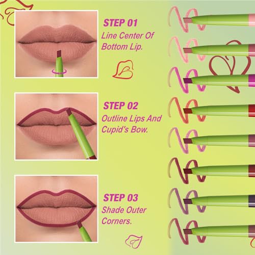 Image of evpct Dark Wine Red Triangle Lip Liner Pencil Stick for Women, Retractable Lips Liner Pen Triangle Tip for Sculpting Filling Plumping, Longwear Lipliners Pencil Vegan Cruelty Free Lip Filler Plumper