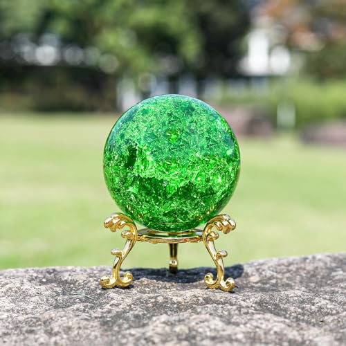 Boule de cristal craquelée LONGWIN 60 mm vert pour décoration d'intérieur - 8
