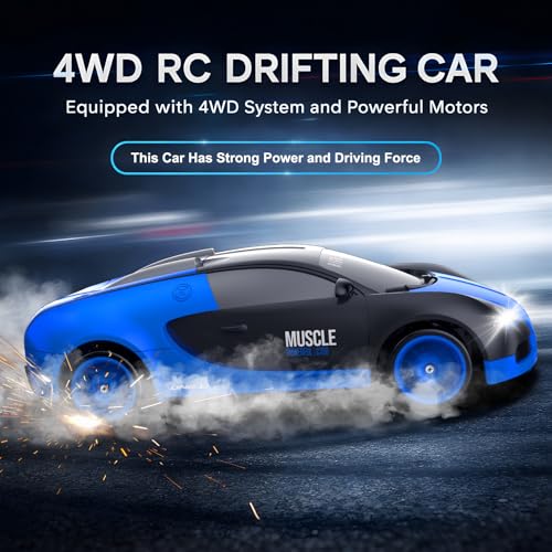 Image of Remote Control Car RC Drift Car 2.4GHz 1:24 Scale 4WD 15KM /H High Speed Model Vehicle with LED Lights Drifting Tire Racing Sport Toy Car for Adults Boys Girls Kids Gift