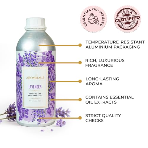Image of Lavender Fragrance Oil 1L | Ready-to-Use Aroma Oil for Diffusers, Vaporizers & Oil Warmers | Luxurious Long-Lasting Home & Spa Fragrance | IFRA Certified | Infused with Essential Oils