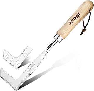 Gardtech desherbeur Manuel grattoir à Fente en Bois, Tondeuse à Gazon en Acier Inoxydable, Tondeuse à Gazon multifonctionnelle, Meilleur Cadeau pour Les jardiniers