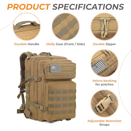 Clever Kangaroo Military Backpack Military backpack men 45L