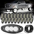 Hobaoyee 20 Pods White Rock Lights, 36 LEDs 6500K Ultra Bright IP68 Waterproof Underbody Lights for Car Truck Pickup Boat RV RZR ATV with 32.8ft Extension Wire