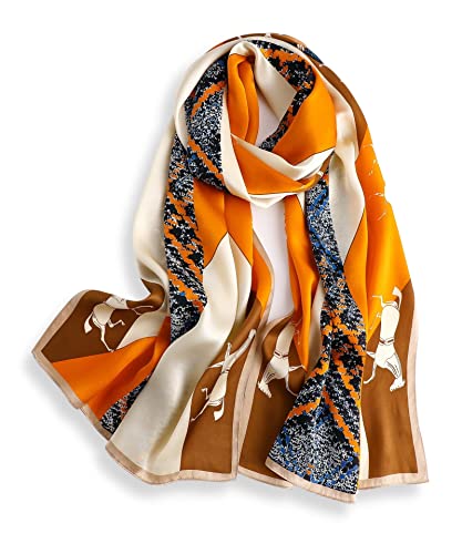 PoeticEHome 100% Mulberry Silk Long Scarf Wrap - Women's Large Oblong Sunscreen Shawl with Gift Packaging