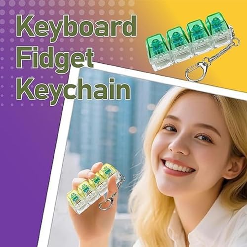 Image of Keyboard Fidget Keychain Clicker Keyboard Fidget Toy Mechanical Keyboard Switch Stress Relief Toy for Office Desk Anxiety Relief Portable Backpack Keyring