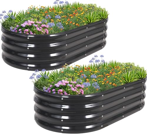 1MORE Galvanized Raised Garden Bed- Planter Garden Boxes Outdoor, Raised Beds for Gardening, 4x2x1ft...