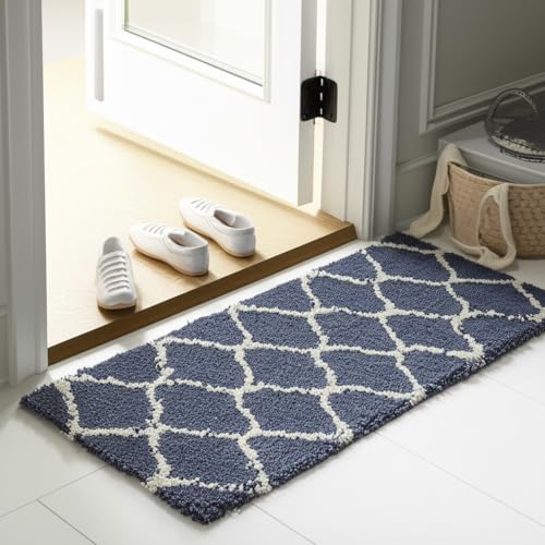 Image of VASAC Carpet for Hallway, Kitchen, and Modern InteriorsCarpetCozy Shag Runner for Living Room, Bedroom & Office Decor ETC Size 16x24 Inch, Patten-Solid Blue M