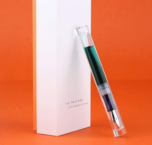 Miniatura 3 de Lanxivi Majohn C1 Fouintain - Bolígrafo doblado, de tamaño fino a ancho, relleno de cuentagotas y convertidor, mini bolígrafo acrílico transparente