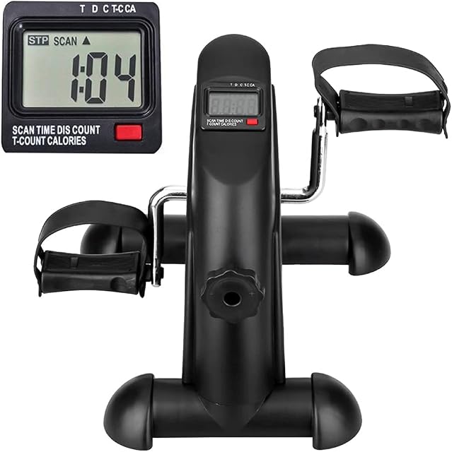 Mini Exercise Bike Pedal Exerciser Portable Home Office Leg Arm foot Cycle Bike with LCD Display & Adjustable Resistance Workout Gym Fitness Equipment Sitting Down Training Elliptical Machine