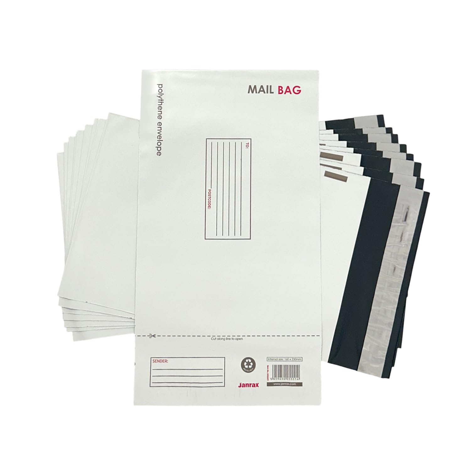 Janrax Pack of 100 Small Polythene Mailing Bags 16x23cm – Secure Peel & Seal Envelopes