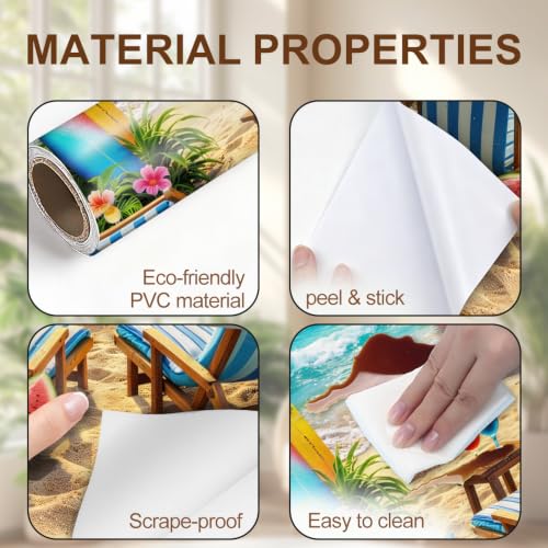 Image of Tropical Beach Door Sticker, Peel & Stick Door Cover, 30.3x78.7in