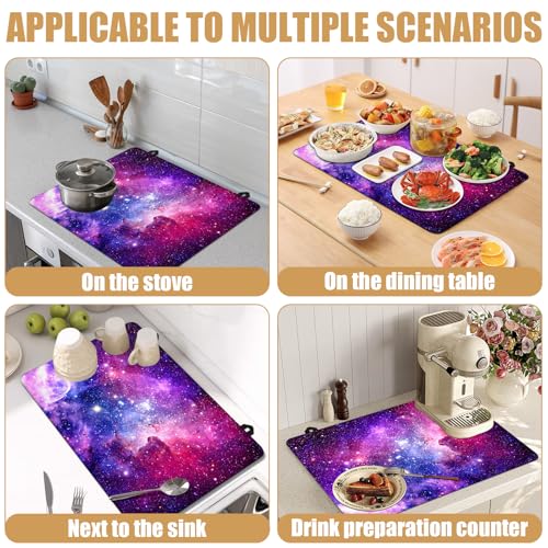 Image of Purple Galaxy Space Stove Top Covers for Electric Stove, Electric Gas Stove Pad Heat Resistant Range Cooktop Protector for Home Decor Kitchen 28 inchx20 inch