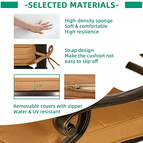 Vivijason 2-Piece Patio Swivel Bar Stools, All-Weather Cast Aluminum Bar Height Bistro Chairs With Seat Cushion, Outdoor Furniture Bar Dining Chair Set For Deck, Lawn, Garden, Backyard, Antique Bronze #TOP4