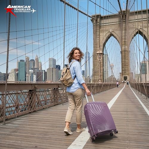 Image of AMERICAN TRAVELLER New York Trolley Bag | 360 Disc Spinner Wheels | Durable Hard Shell , TSA Type Lock , Spinner Trolley Luggage, 360 Disc Spinner Wheels