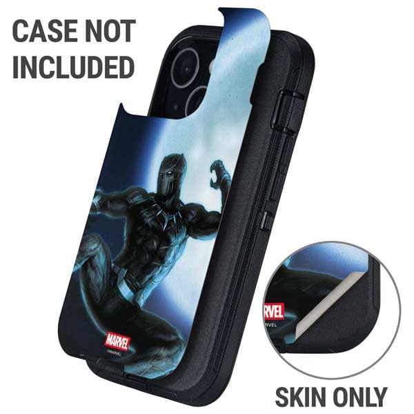 Skinit Decal Phone Skin Compatible with OtterBox Defender iPhone 14 - Officially Licensed Marvel Black Panther Jumping Through Air Design