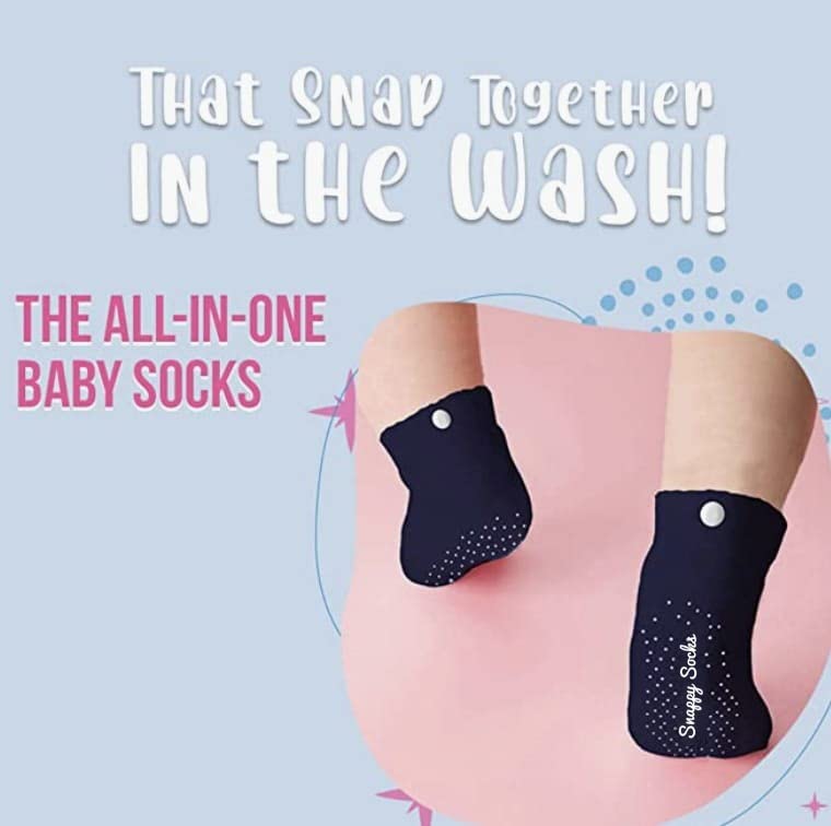 Non Slip Baby Socks that Snap Together in the Laundry - 3 Pack3