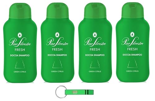4x Pino Silvestre Duschshampoo Fresh Doccia Shampoo,Duschgel Ginseng-Duft 250ml + Beni Culinari Kostenloser Schlüsselanhänger