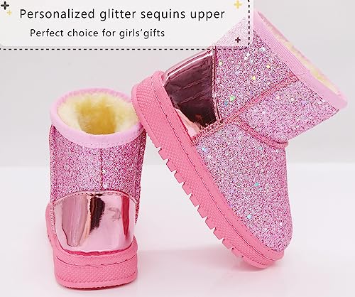 Girls Winter Boots Toddler Girl Boots Warm Sparkle Sequin Outdoor Non-Slip Snow Boot for Little kids3
