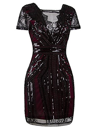 Image of Vijiv 1920s Short Prom Dresses V Neck Inspired Sequins Cocktail Flapper Dress