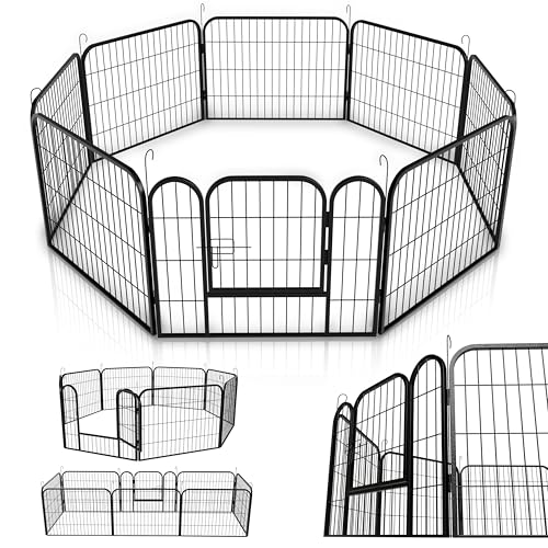 Juskys recinto per cuccioli – box 8 pezzi in metallo con porta – per cani, conigli e piccoli animali (160×160×60 cm)