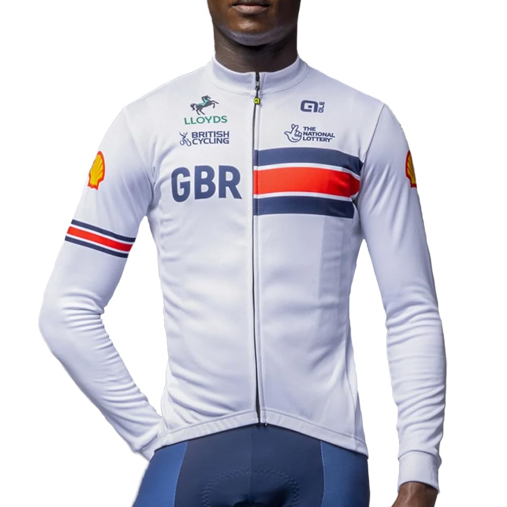 Alé Men's British Cycling Official Prime Long Sleeve Cycling Jersey, XL White