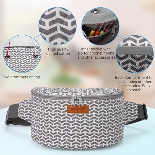 Image of Yarn Crossbody Waist bag Small Yarn Storage Organizer for Yarn Skeins-Organizer for Crochet Hooks and Accessories